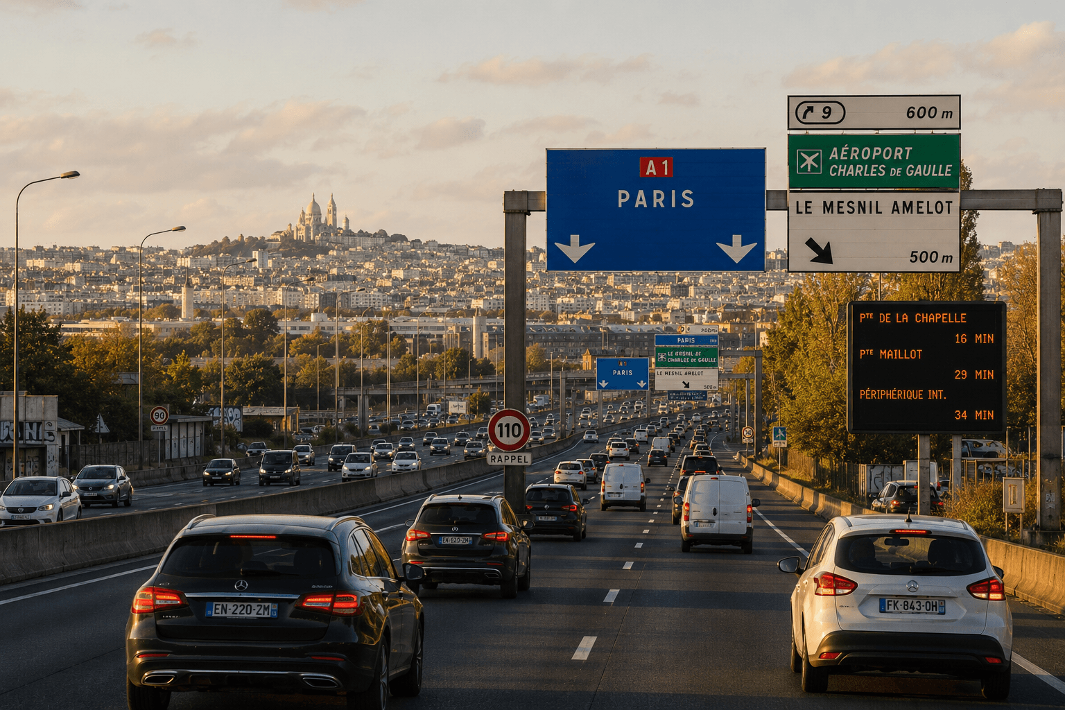 CDG to Paris highway transfer travel time guide