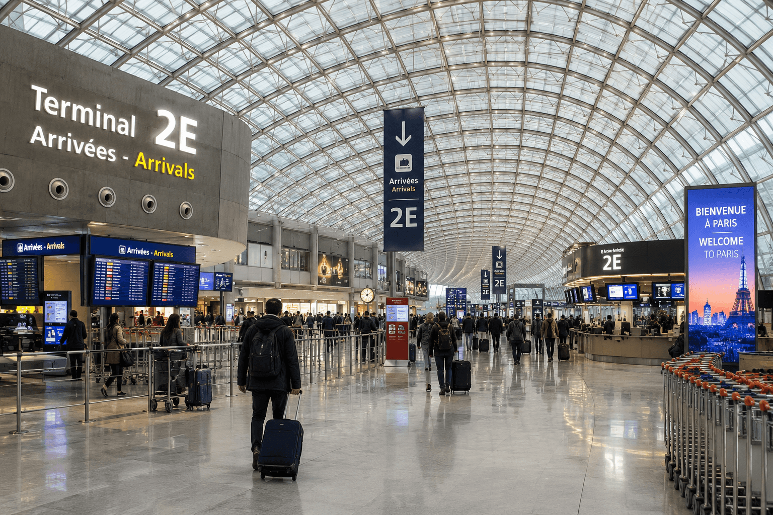 CDG airport terminal arrival hall Paris