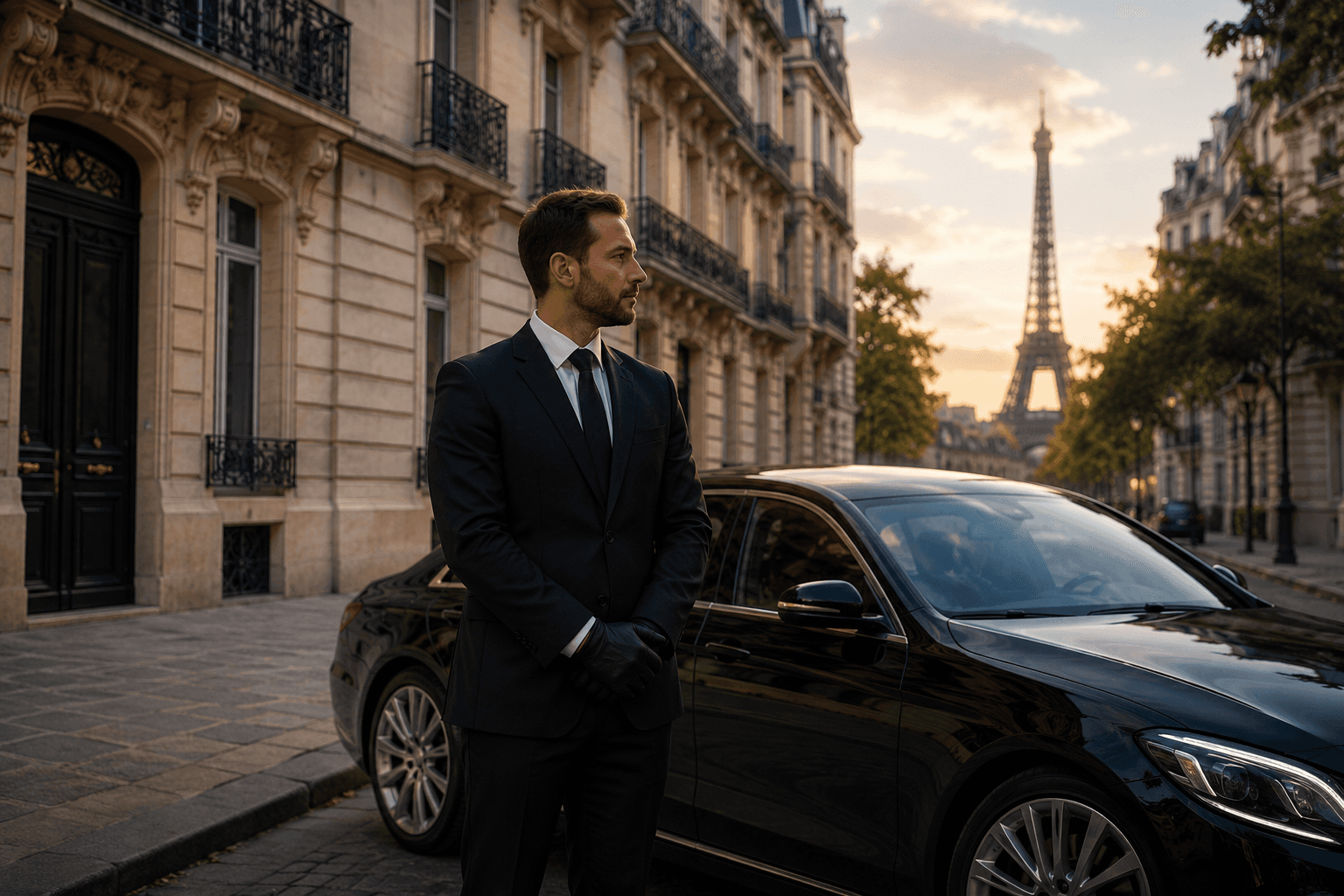 Paris hourly hire chauffeur waiting luxury car