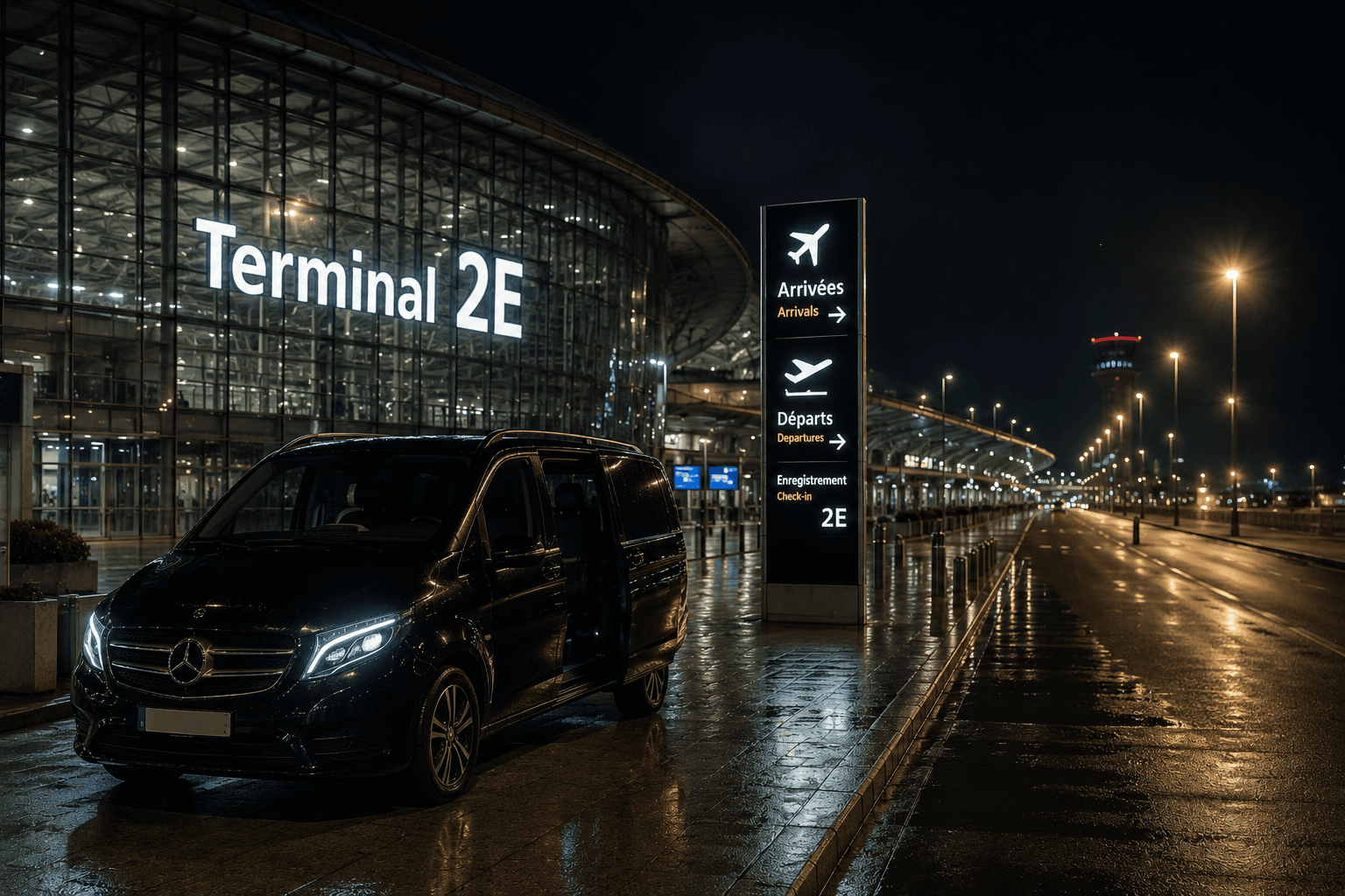 CDG airport at night private transfer Paris