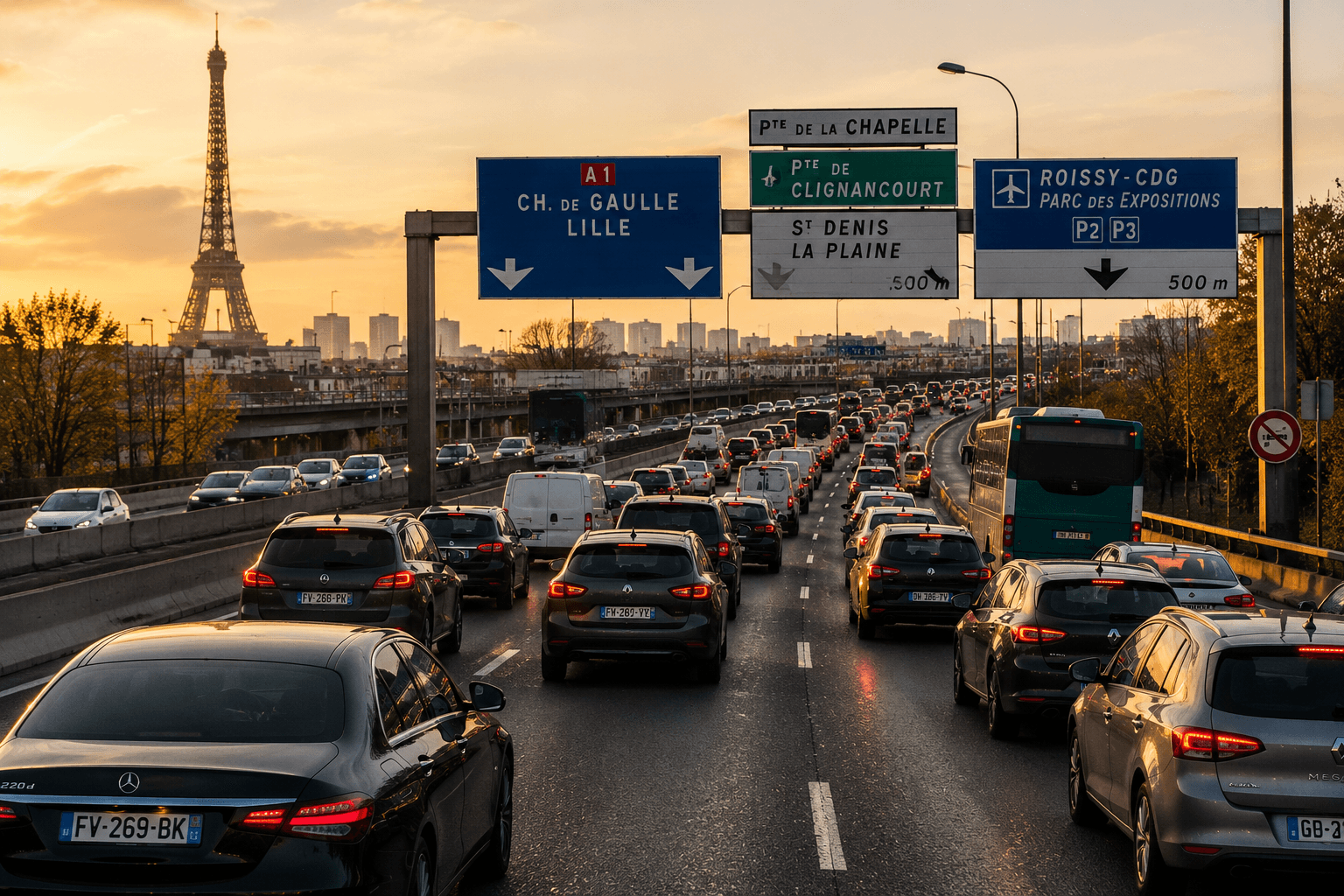 Paris rush hour traffic highway airport transfer tips