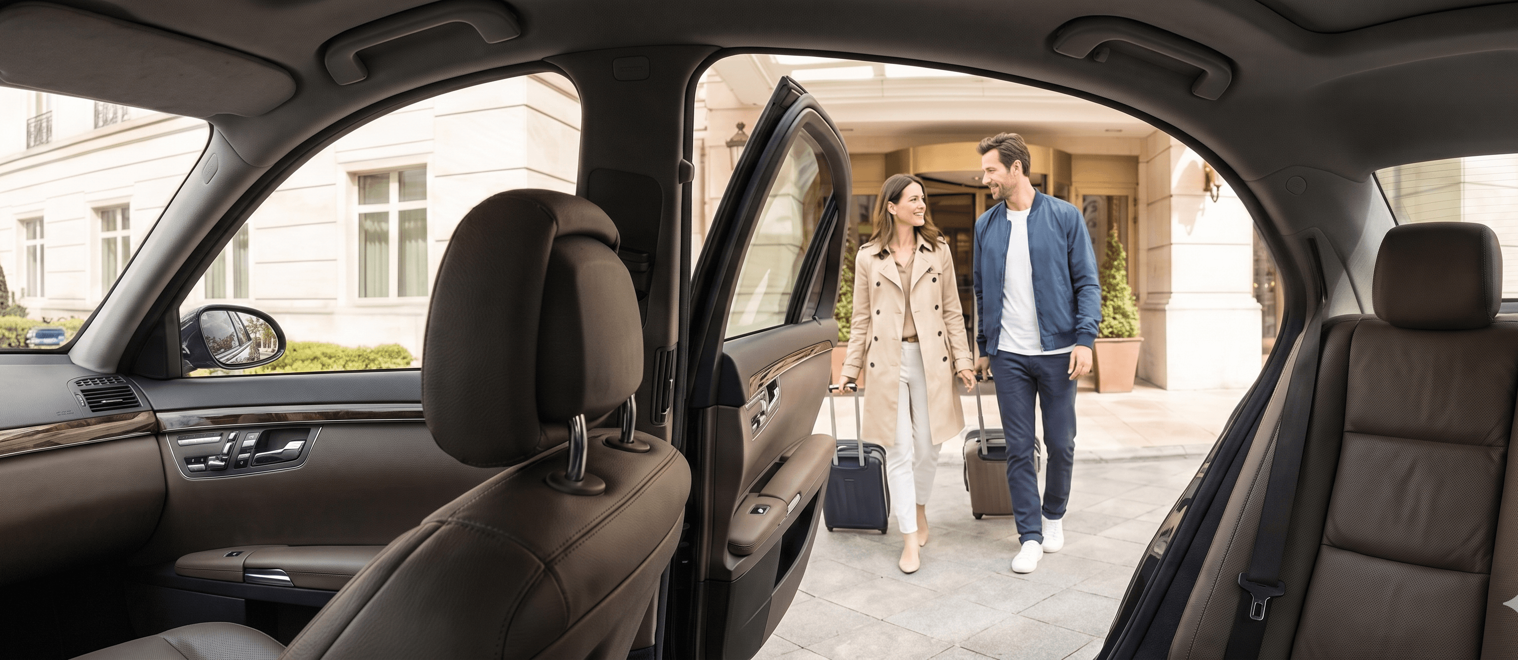 Luxury chauffeur welcoming a corporate executive at a Paris hotel — Samantha Travels