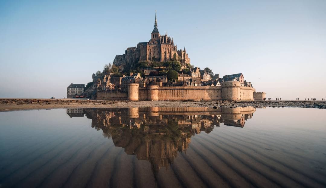 Mont-Saint-Michel surrounded by the sea at high tide