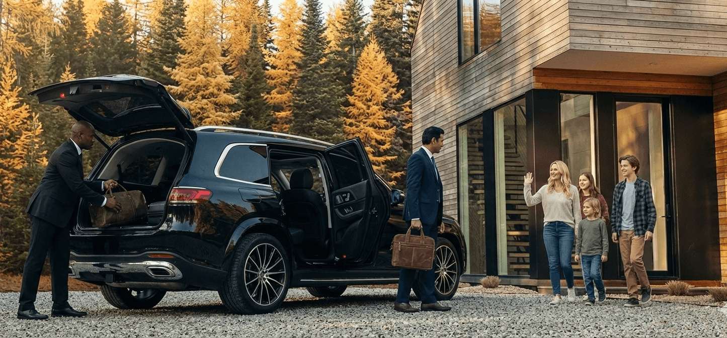 Samantha Travels chauffeur greeting a couple at their hotel — travel agency partner service Paris